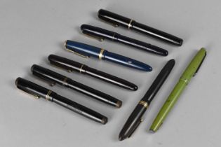 A Collection of Various Vintage Fountain Pens, Five with 14ct Gold Nibs (some condition issues)