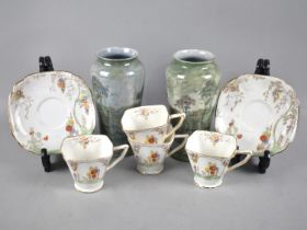 A Collection of Ceramics to Comprise Part Hand Painted Art Deco Flosmaron Tea Set to Comprise Four