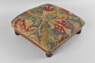 A Vintage Tapestry Topped Square Footstool, 27cms Wide