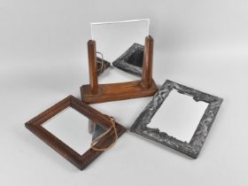 A Collection of Three Vintage Mirrors to include Carved Wooden Framed Example, Oriental Metal