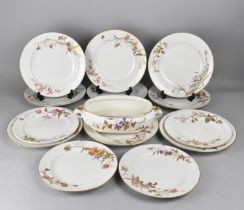Royal Worcester Vitreous Aesthetic Movement Part Dinner with Hand Painted Floral Decoration to