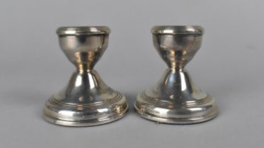 A Pair of Silver Filled Dwarf Candlesticks by W I Broadway & Co, Birmingham Hallmark 1951, 6cm high