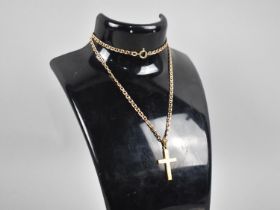 A 9ct Gold Anchor Link Chain with 9ct Gold Crucifix, 7.8gms