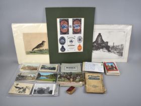 A Collection of Various Postcards, Mounted but Unframed Prints, Vintage Pamphlets Etc