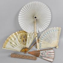 A Collection of Vintage Fans including a Folding Bone Handled Example, A Dance Fan in Box and a