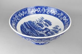 A Large Spode Blue and White Footed Bowl, Spode's Tower Pattern, 41cm Diameter