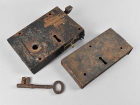 Two 19th Century Door Locks together with One Key