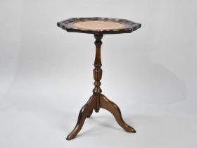 A Late 20th Century Tripod Wine Table with Shaped Circular Topped and Inset Tooled Leather Panel,