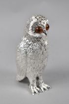 A Silver Plated Sugar Sifter in the Form of an Owl, 15.5cms High