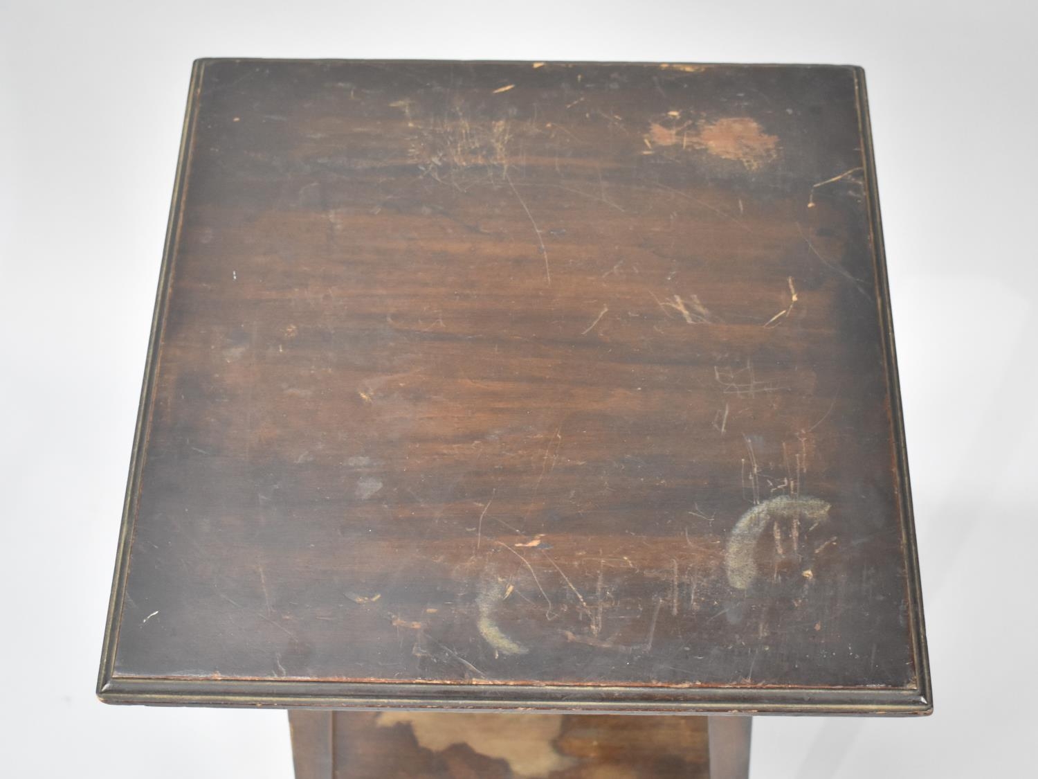 An Edwardian Mahogany two Tier Square Topped Occasional Table with Tapering Square Splayed Supports, - Image 2 of 2