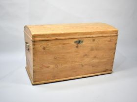 A 19th Century Stripped Pine Dome Topped Blanket Chest with Hinged Lid to Interior with Candlebox,