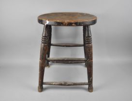 A Vintage Oval Topped Stool, 36cms Wide
