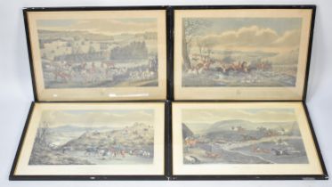 A Set of Four Hunting Coloured Engravings, Two Stag Hunting and Two Hare Hunting, All After