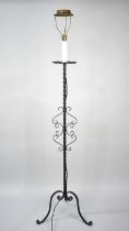 A Mid 20th Century Wrought Iron Standard Lamp on Tripod Base