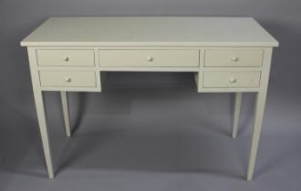 A Modern Grey Painted Writing Desk or Dressing Table, Centre Long Drawer Flanked by Two Drawers