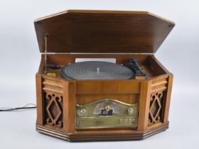 A Vintage Style Music Centre with Turntable, Radio and CD Player, 48cms Wide, Untested