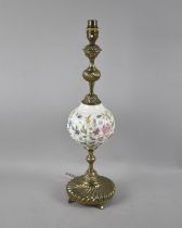 A Late 20th Century Brass and Porcelain Table Lamp Base, Haddon Hall Pattern by Minton, 52cms High