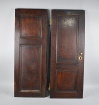 A Pair of Early 19th Century Panelled Oak Doors for Kitchen Cupboard or Similar, Each 85x31.5cms