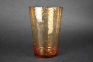 A Whitefriars Tabacco Bubble Bucket Vase designed by William Wilson, c.1950's, 23.5cm high