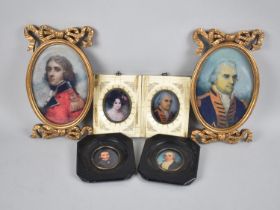 A Collection of Three Pairs of Reproduction Framed Printed Miniatures