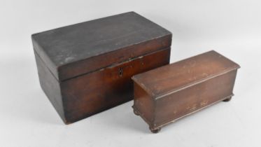 An Edwardian Mahogany Rectangular Box with Hinged Lid and an Earlier Workbox (Missing Inner Tray)