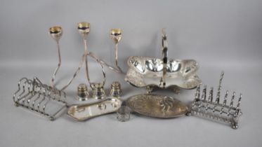 A Collection of Various Silver Plated to include Cake Basket, Toast Rack Etc