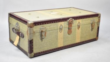 A Vintage Travelling Trunk Containing Fabrics, 91cms Wide