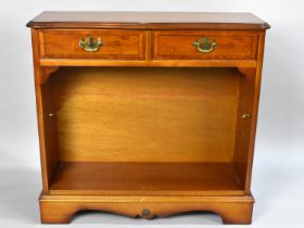 A Modern Yew Wood Two Drawer Open Bookcase, 75cms Wide