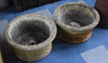 A Pair of Willowstone Reconstituted Circular Garden Planters, 52cms Diameter