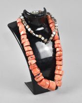 A Coral and Mother of Pearl Necklace