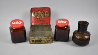 A Collection of Vintage OXO Jars and Tin, Bovril Jar