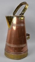 A Late 19th Century Copper and Brass Milk Jug of Tapering Form with Hinged Lid to Main Body and