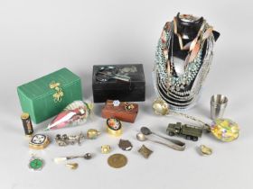 A Collection of Various Sundries to include Costume Jewellery Silver Plate, Pill Boxes, Stacking