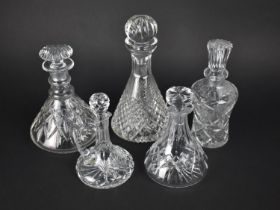 Five Various Cut Glass Decanters