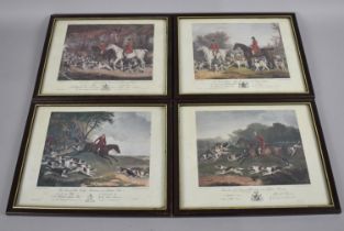 A Set of Three Small Reproduction Hunting Prints, 18.5x15cms