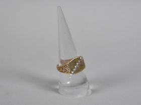 A 9ct Gold and White Stone Signet Ring, 4.1gms, Size Q