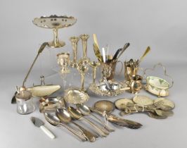 A Collection of Silver Plated Items to Comprise Pedestal Dish, Vases, Flatware, Dishes etc