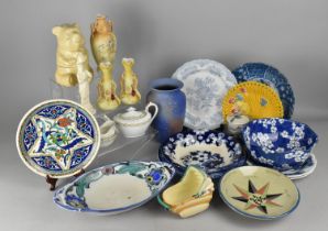 A Collection of Various Ceramics to Comprise Blue and White Transfer Printed Plates, Bowls, Iznik