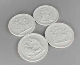 Four Royal Copenhagen Relief Plaques, Decorated with Classical Scenes, 14cm diameter