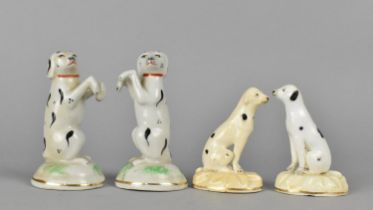 A Pair of Ceramic Studies of Spotted Dogs, Modelled on Hind Legs, 9cm high Together with a Further