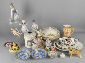 A Collection of Various Ceramics to Comprise Lladro Figure, Porcelain Cherub, Figures, Figural