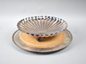 An Edwardian Silver Plated Circular Bread Board with Wooden Insert, 34cms Diameter together with a