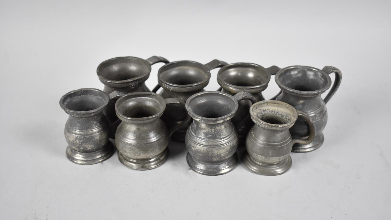 A Collection of Eight Pewter Measures for William IV and Later