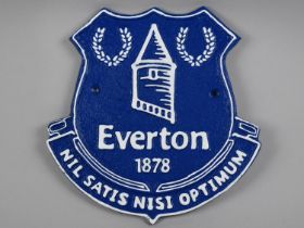 A Painted Cast Metal Plaque for Everton, 23.5cms Wide by 24cms High, Plus VAT