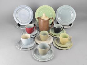 A Branksome Harlequin Tea Set to Comprise Six Cups, Five Saucers, Six Side Plates, Cake Plate, Tea