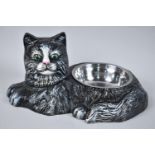 A Cold Painted Cast Metal Novelty Cat Bowl in the Form of a Smiling Cat, 34cms Wide (Plus VAT)