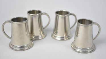 A Set of Four Pewter Miniature Tankards, Each 5.5cms High