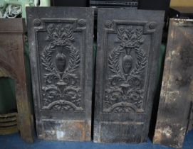 A Pair of Late 19th Century Heavy Cast Iron Side Panels, Decorated in Relief with Urn of Flowers