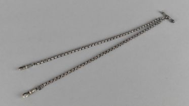 A Ladies T Bar Watch Chain with Lobster Hooks and Belcher Chain, Sterling Silver