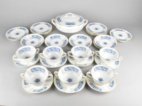 A Collection of Coalport Revelry Pattern Dinnerwares to Comprise Seven Two Handled Soup Bowls,